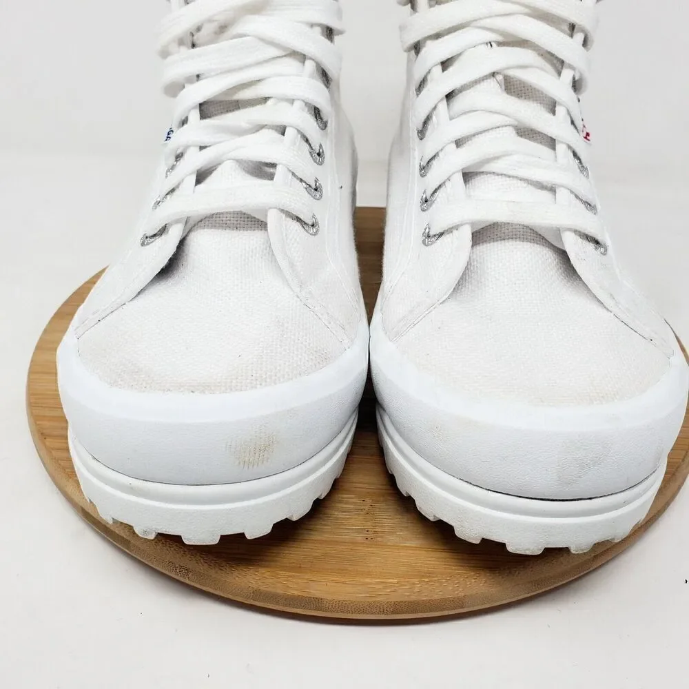 Superga Platform‎ Shoes Womens 8 White Canvas High Chunky Lug Sole Sneaker